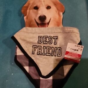 Best Friend Plaid Dog Bandana - Gray and Black